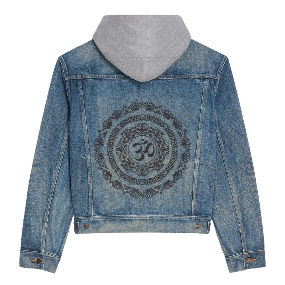 Yoga Mandala Om Symbol Spiritual Buddha Yogi Gift Hooded Denim Jacket